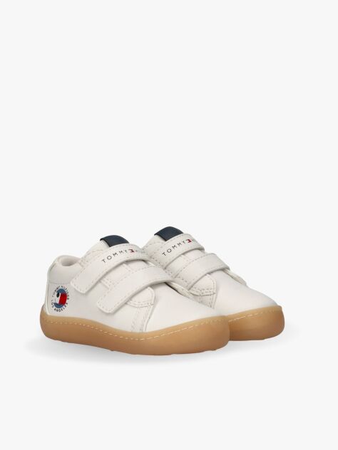White Mid Cut Velcro Sneakers  Kids Unisex