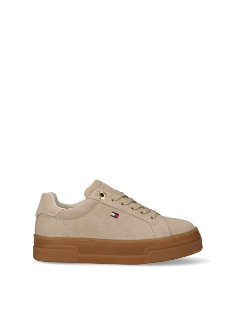 Beige Suede Lace Up Sneakers  Girls