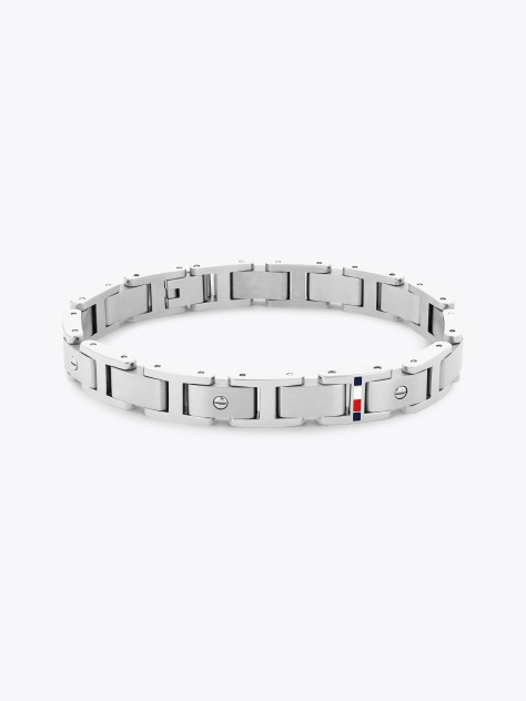 Silver Stainless Steel Flat Chain-Link Bracelet  Men
