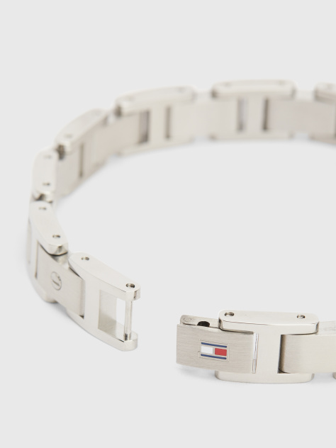 Silver Stainless Steel Flat Chain-Link Bracelet  Men