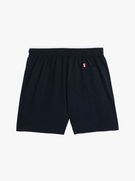 Blue Essential Flag Embroidery Mid Length Swim Shorts  Boys