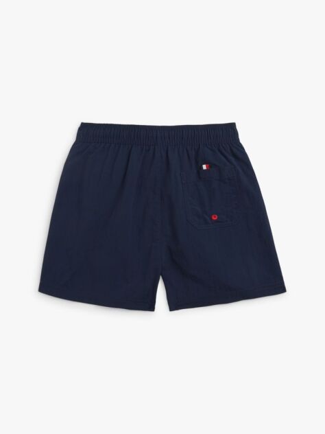 Blue Global Stripe Mid Length Swim Shorts  Boys