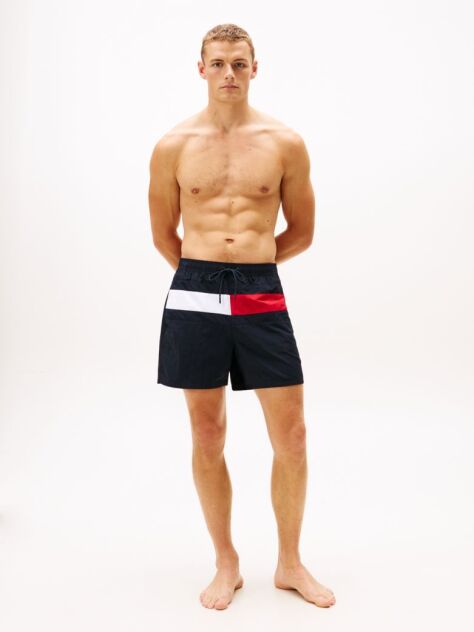Μπλε Μαγιό Μεσαίου Μήκους Με Σημαία Hilfiger  Άνδρες