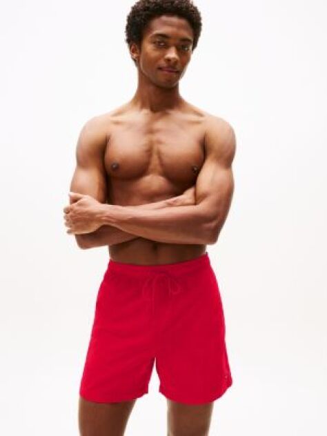 Red Essential Mid Length Swim Shorts  Men