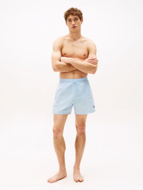Blue TH Monogram Mid Length Swim Trunks  Men
