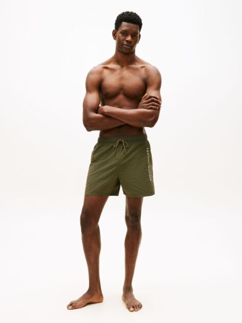 Green Original Logo Mid Length Swim Shorts  Men