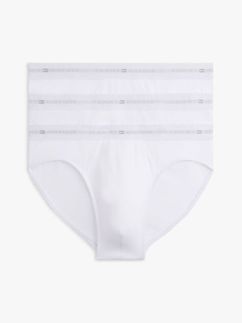White 3-Pack Signature Pima Logo Waistband Briefs  Men