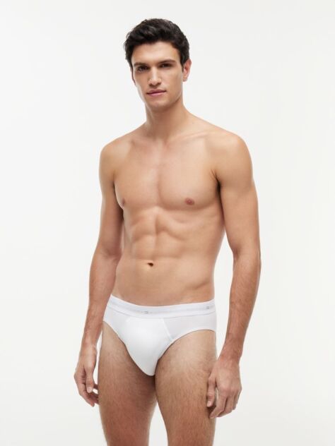 White 3-Pack Signature Pima Logo Waistband Briefs  Men