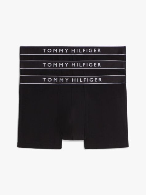 Black 3-Pack Essential Logo Waistband Trunks  Men