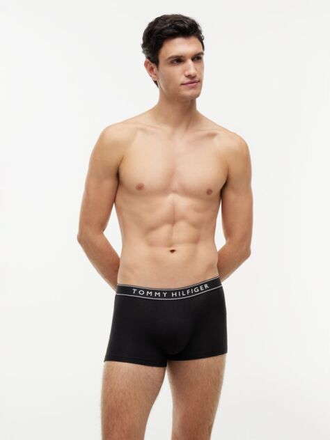 Black 3-Pack Essential Logo Waistband Trunks  Men