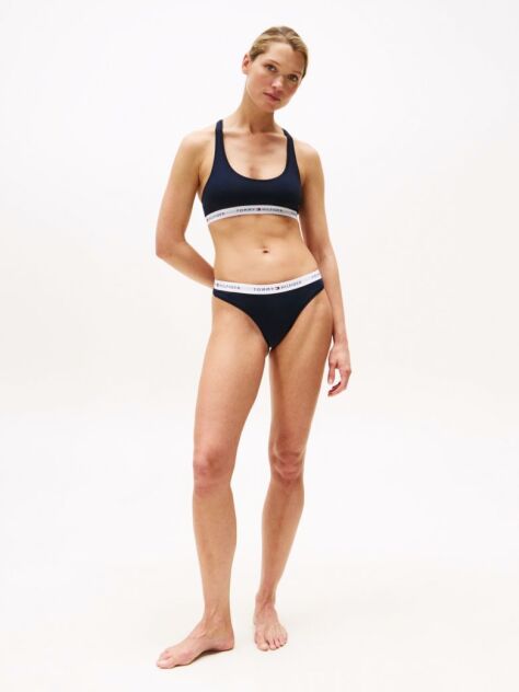 Blue Logo Waistband Thong  Women