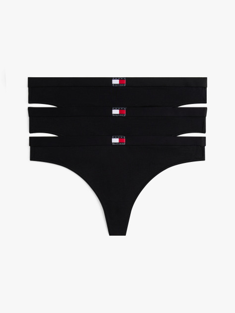 Black 3-Pack Heritage Logo Thongs  Women