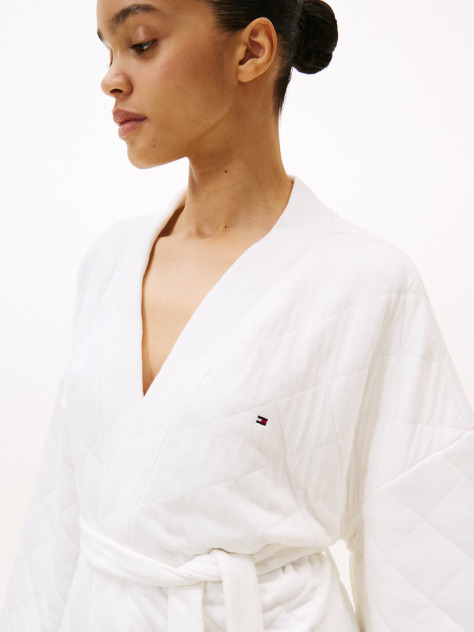 Beige Essential Quilted Jacquard Jersey Robe  Women