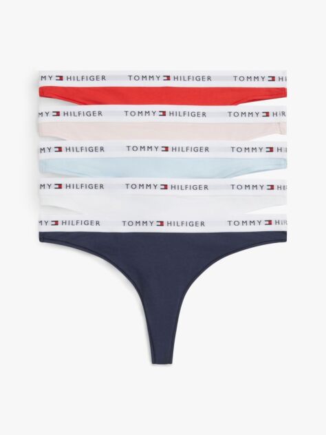 Multi 5-Pack Essential Repeat Logo Waistband Thongs  Women