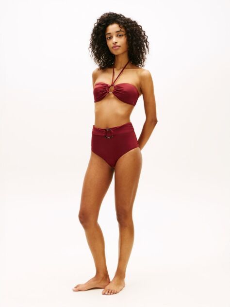 Red Halterneck Ring Bandeau Bikini Top  Women