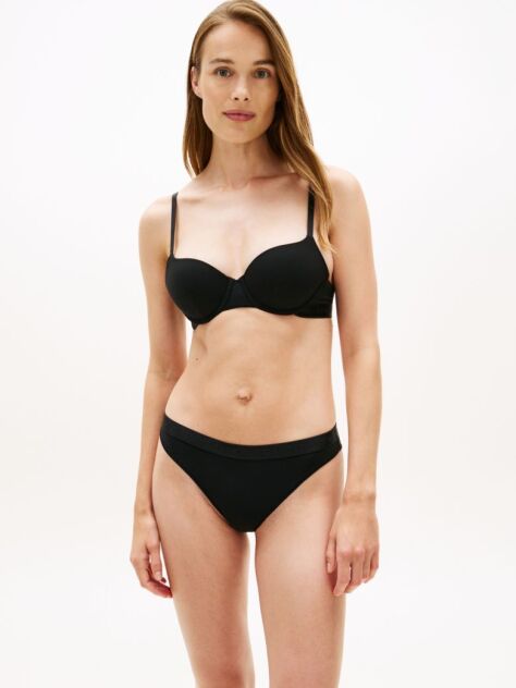 Black Logo Strap Padded Demi Bra  Women