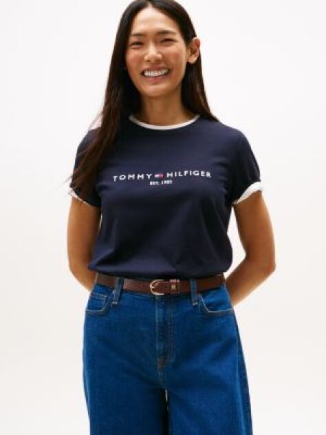 Μπλε T-Shirt Από Οργανικό Βαμβάκι Με Λογότυπο  Γυναίκες