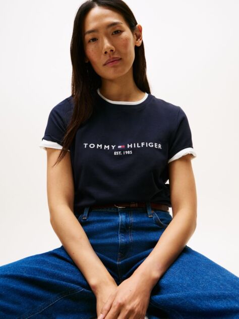 Μπλε T-Shirt Από Οργανικό Βαμβάκι Με Λογότυπο  Γυναίκες