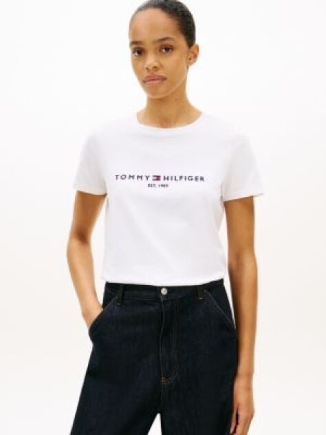 Άσπρο T-Shirt Από Οργανικό Βαμβάκι Με Λογότυπο  Γυναίκες