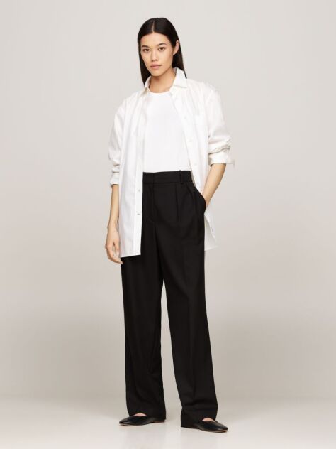 Black Pigment Dyed Relaxed Straight Leg Trousers  Women