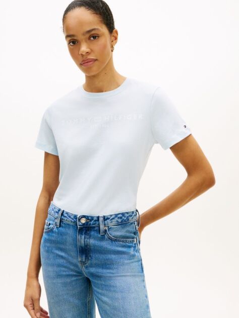 Μπλε T-Shirt Με Κλασική Λαιμόκοψη Και Λογότυπο  Γυναίκες