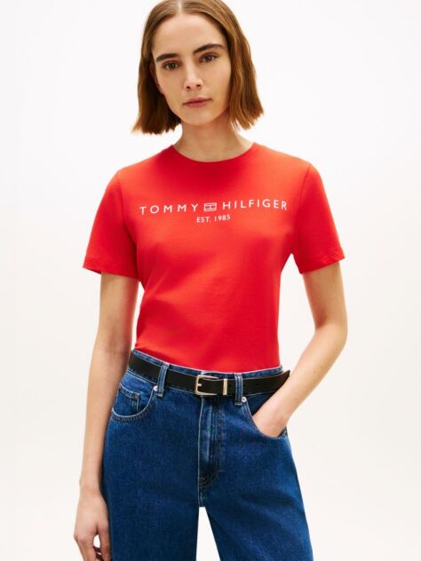 Κόκκινο T-Shirt Με Κλασική Λαιμόκοψη Και Λογότυπο  Γυναίκες
