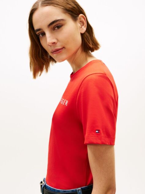 Κόκκινο T-Shirt Με Κλασική Λαιμόκοψη Και Λογότυπο  Γυναίκες