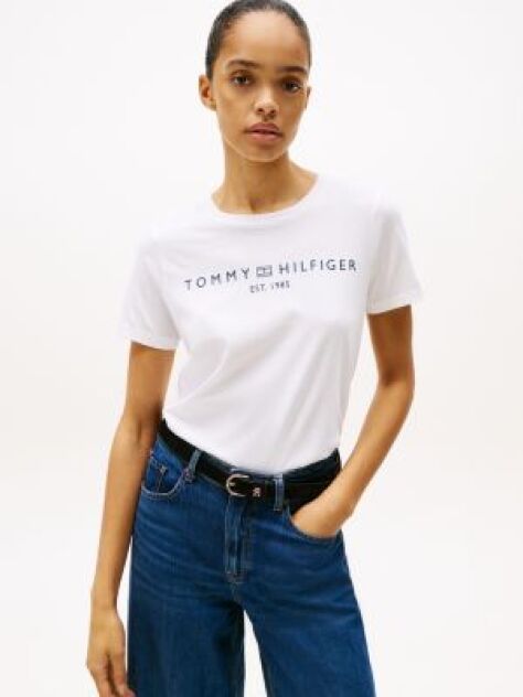Άσπρο T-Shirt Με Κλασική Λαιμόκοψη Και Λογότυπο  Γυναίκες