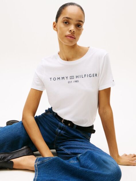 Άσπρο T-Shirt Με Κλασική Λαιμόκοψη Και Λογότυπο  Γυναίκες