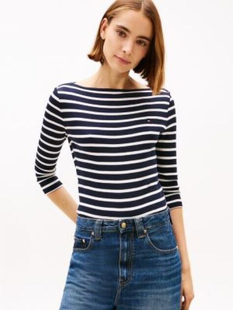 Multi Boat Neck Slim Fit T-Shirt  Women