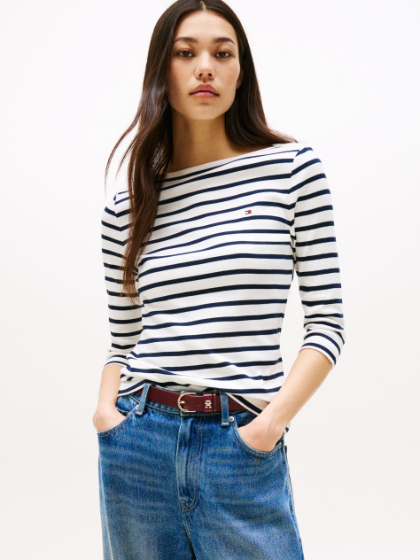 Multi Boat Neck Slim Fit T-Shirt  Women