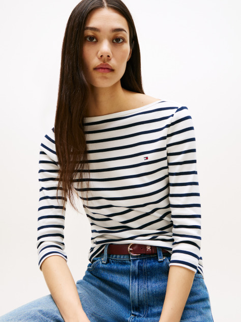 Multi Boat Neck Slim Fit T-Shirt  Women