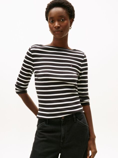 Multi T-Shirt Σε Slim Γραμμή Με Boat Λαιμόκοψη  Γυναίκες