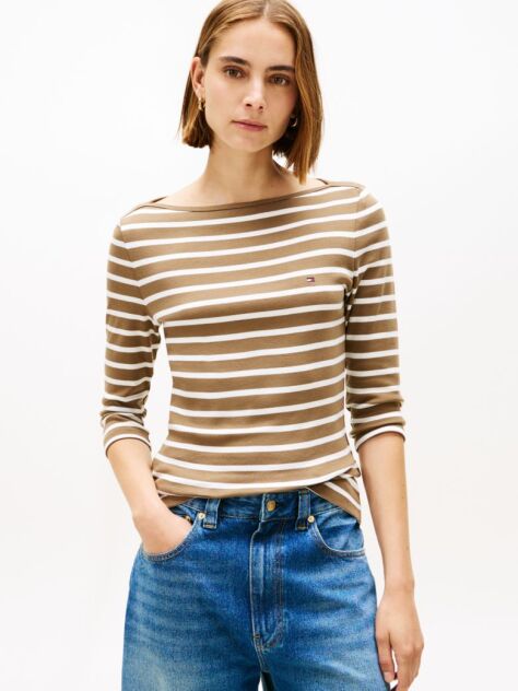 Multi T-Shirt Σε Slim Γραμμή Με Boat Λαιμόκοψη  Γυναίκες