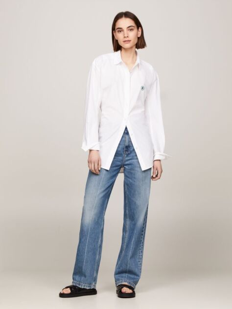 White TH Monogram Waisted Regular Fit Shirt  Women