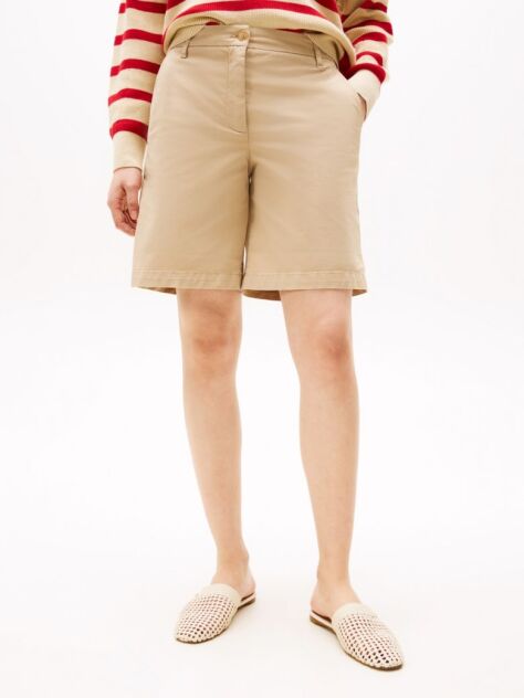Beige Relaxed Chino Bermuda Shorts  Women