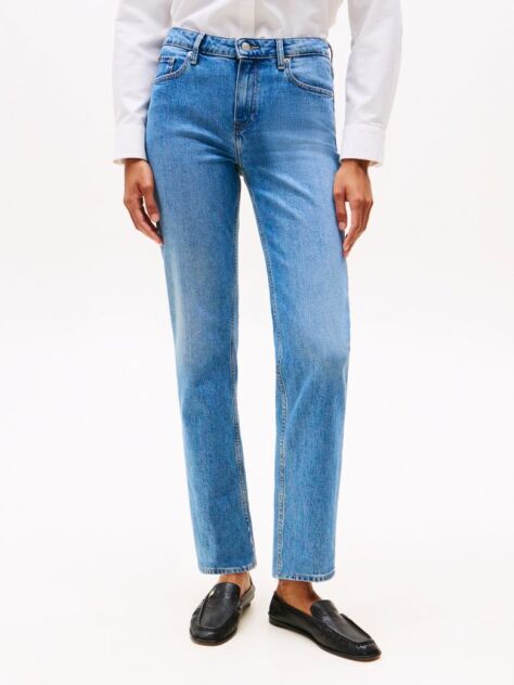 Blue Faded Mid Rise Straight Leg Jeans  Women