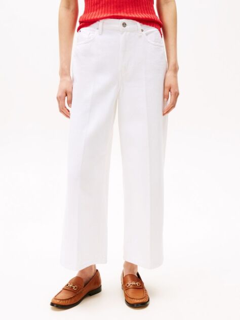 Άσπρο Ψηλόμεσο Φαρδύ Τζιν Μέχρι Τον Αστράγαλο  Γυναίκες