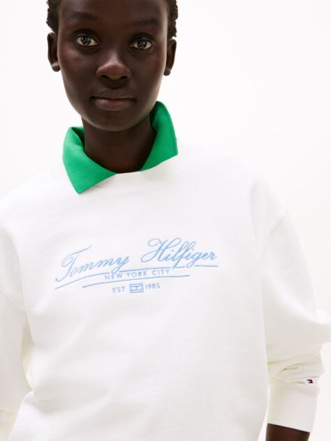 White Logo Crew Neck Sweatshirt  Women