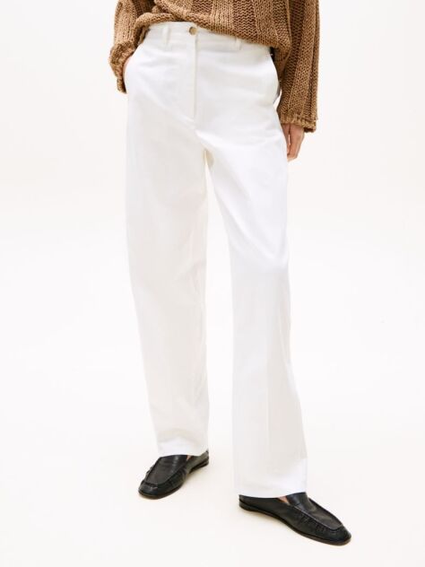 White Relaxed Straight Leg Chinos  Women