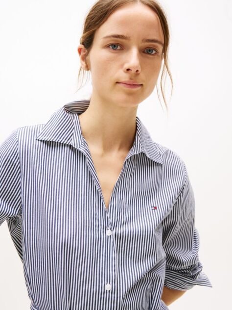 Multi Stripe Poplin Midi Shirt Dress  Women