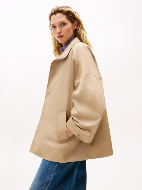 Μπεζ Αδιάβροχο Oversized Παλτό  Γυναίκες