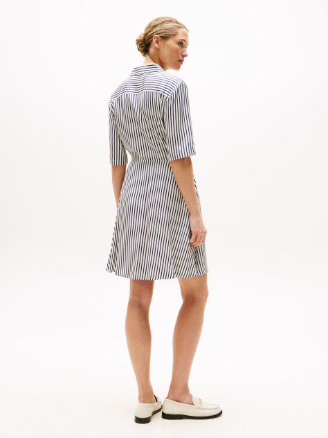 Multi Twill Short Sleeve Knot Short Dress  Women