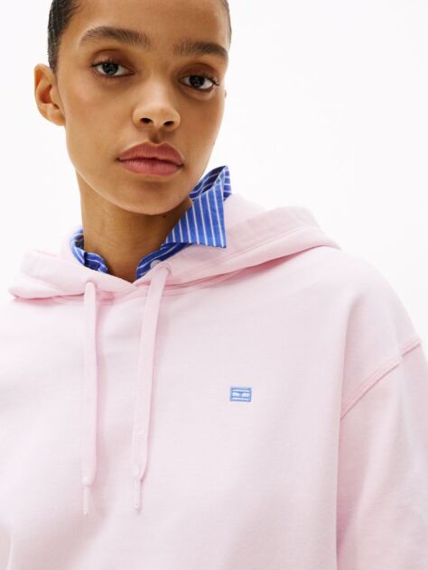 Ροζ Hoody Με Κεντητό Σημαιάκι Σε Αντίθεση  Γυναίκες