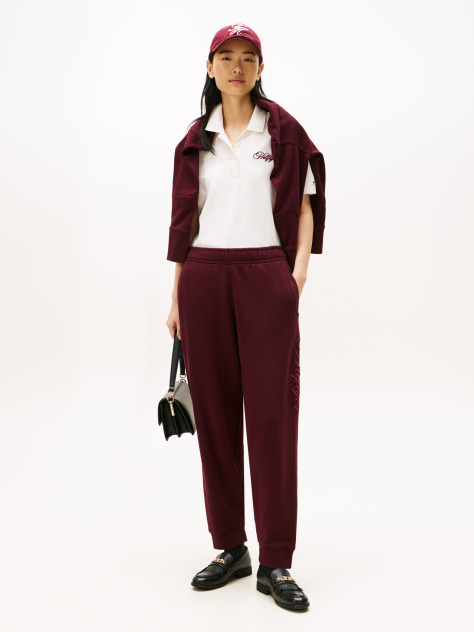 Red Logo Embroidery Cuffed Joggers  Women