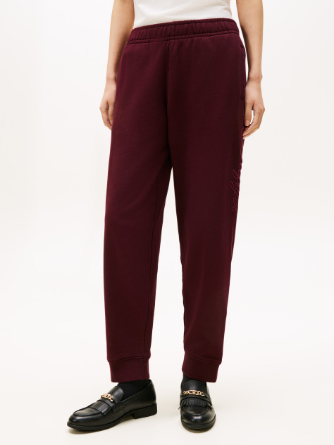 Red Logo Embroidery Cuffed Joggers  Women