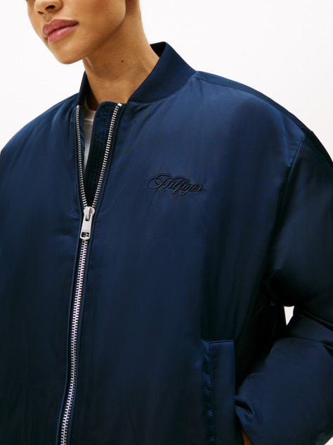 Blue Padded Water Repellent Relaxed Bomber Jacket  Women