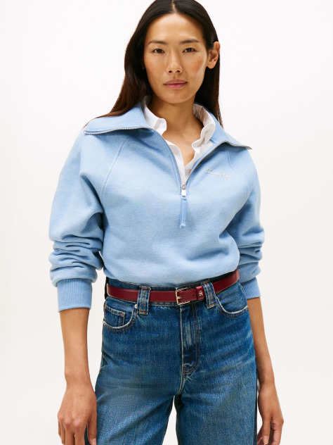 Blue Interlock Knit Fleece Half-Zip Jumper  Women