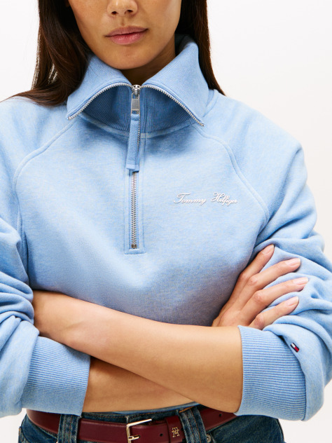 Blue Interlock Knit Fleece Half-Zip Jumper  Women