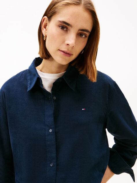 Blue Corduroy Relaxed Fit Shirt  Women